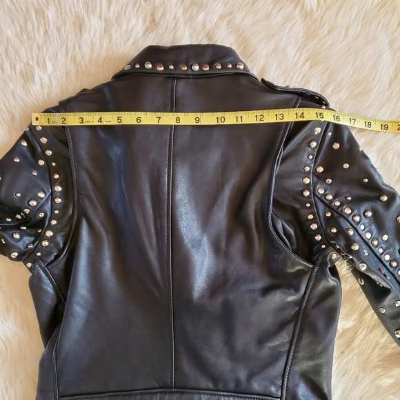 Scotch & Soda Maison Scotch Troublemaker Black Studded Leather Jacket XS - Picture 16 of 16